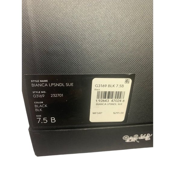 7.5B Coach Bianca Sandal Leather Paillettes Heeled Sandals Black 4" Heel G3169 - Picture 9 of 9